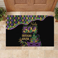 Mardi Gras 504 Nola New Orleans Rubber Doormat Mask Up Beads Out - Wonder Print Shop
