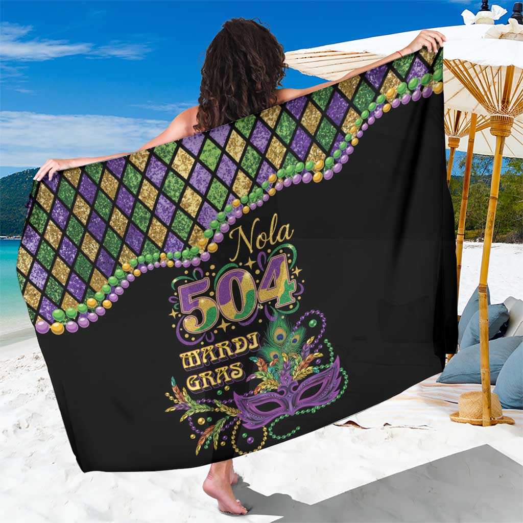 Mardi Gras 504 Nola New Orleans Sarong Mask Up Beads Out - Wonder Print Shop