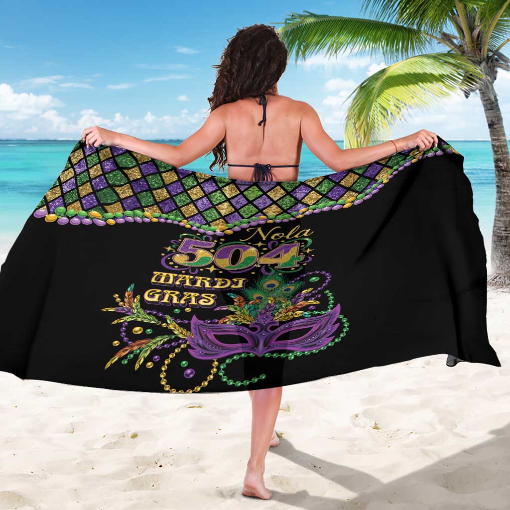 Mardi Gras 504 Nola New Orleans Sarong Mask Up Beads Out - Wonder Print Shop