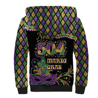 Mardi Gras 504 Nola New Orleans Sherpa Hoodie Mask Up Beads Out - Wonder Print Shop