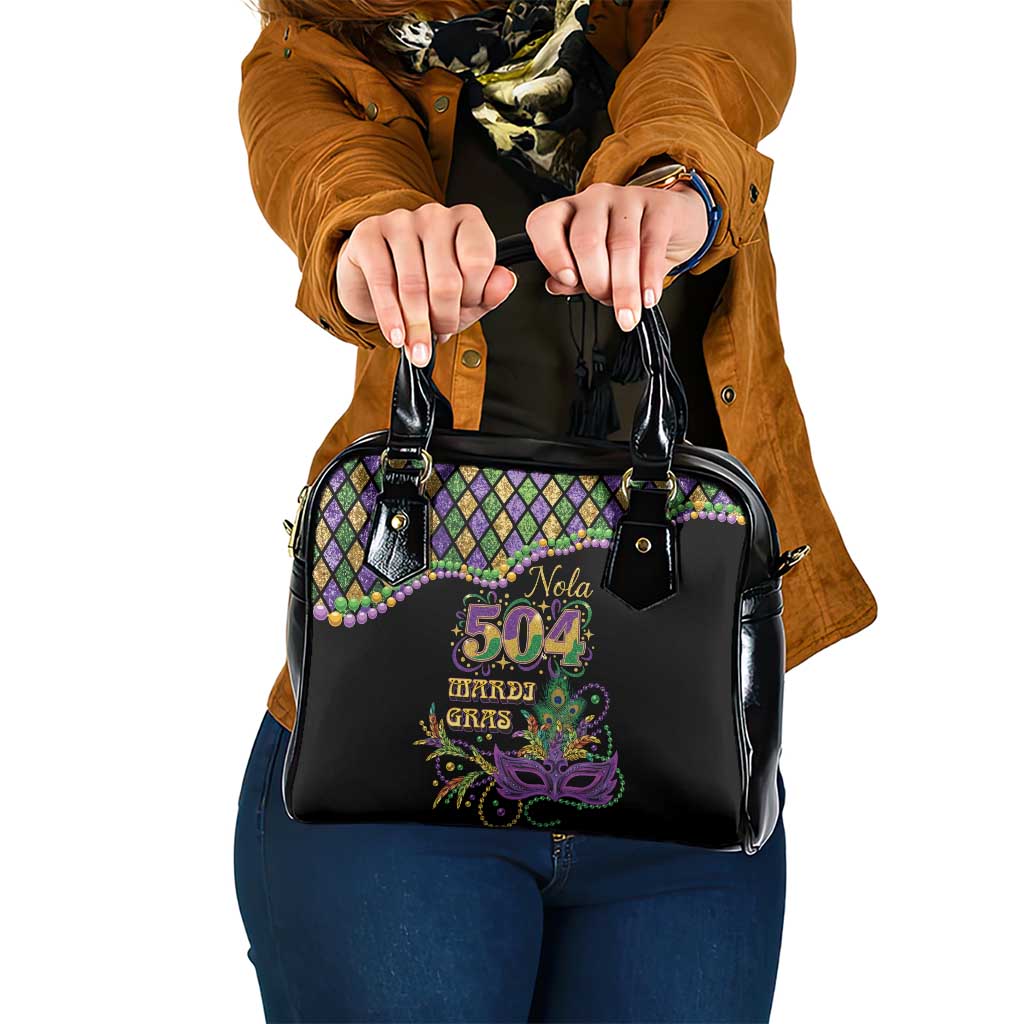 Mardi Gras 504 Nola New Orleans Shoulder Handbag Mask Up Beads Out - Wonder Print Shop