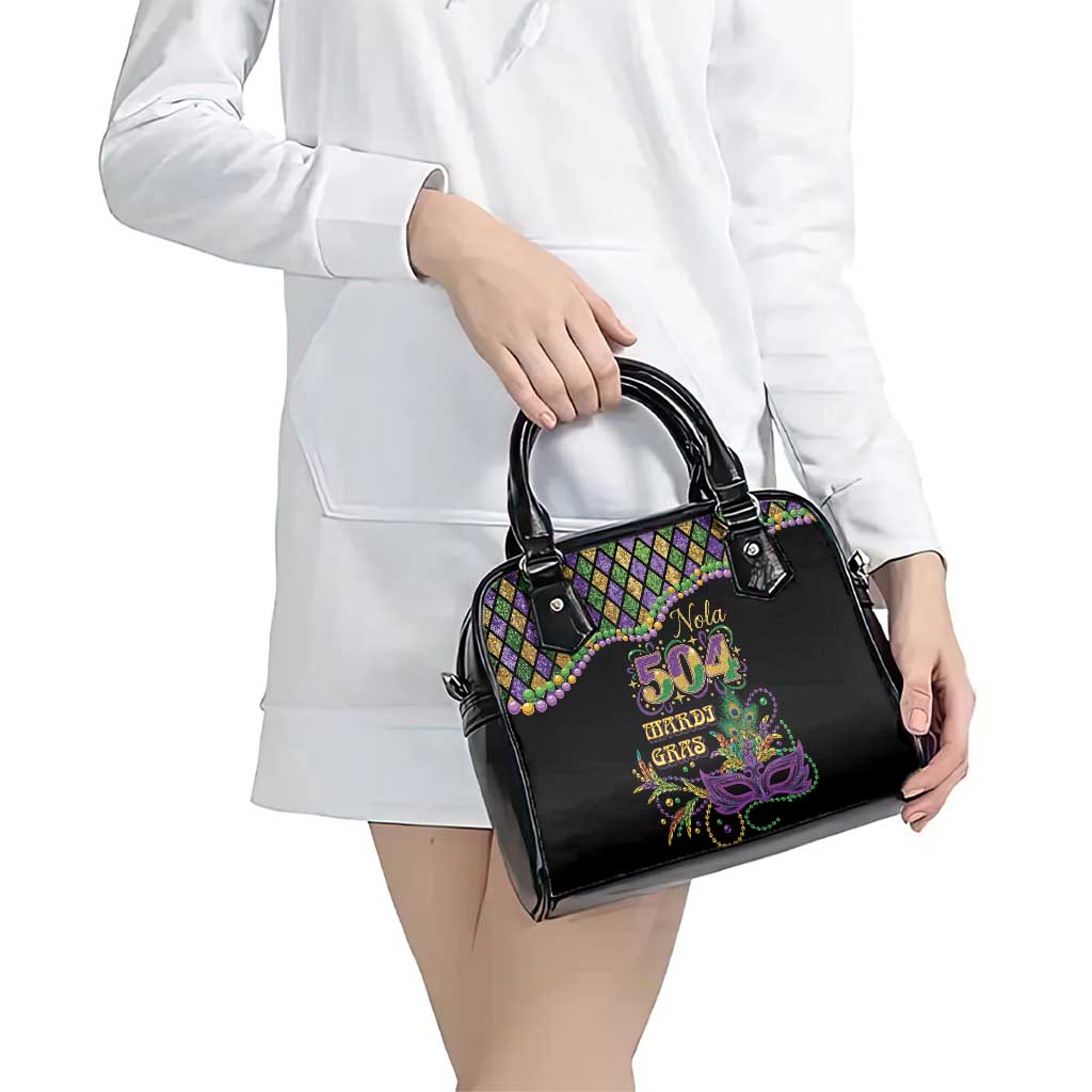 Mardi Gras 504 Nola New Orleans Shoulder Handbag Mask Up Beads Out - Wonder Print Shop
