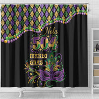 Mardi Gras 504 Nola New Orleans Shower Curtain Mask Up Beads Out - Wonder Print Shop