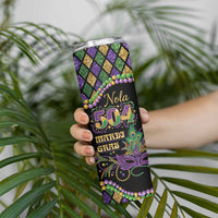 Mardi Gras 504 Nola New Orleans Skinny Tumbler Mask Up Beads Out - Wonder Print Shop
