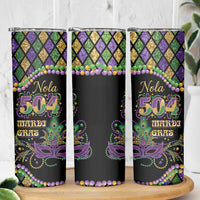 Mardi Gras 504 Nola New Orleans Skinny Tumbler Mask Up Beads Out - Wonder Print Shop