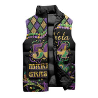 Mardi Gras 504 Nola New Orleans Sleeveless Puffer Jacket Mask Up Beads Out - Wonder Print Shop