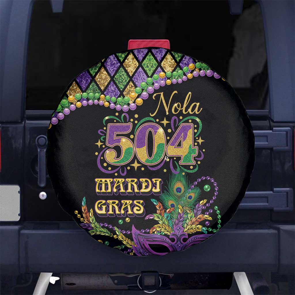 Mardi Gras 504 Nola New Orleans Spare Tire Cover Mask Up Beads Out - Wonder Print Shop
