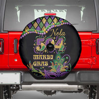Mardi Gras 504 Nola New Orleans Spare Tire Cover Mask Up Beads Out - Wonder Print Shop