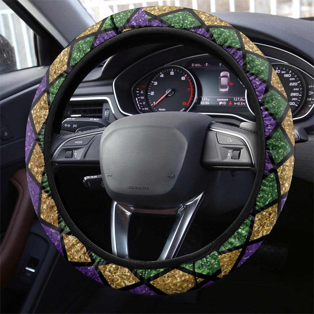 Mardi Gras 504 Nola New Orleans Steering Wheel Cover Mask Up Beads Out - Wonder Print Shop