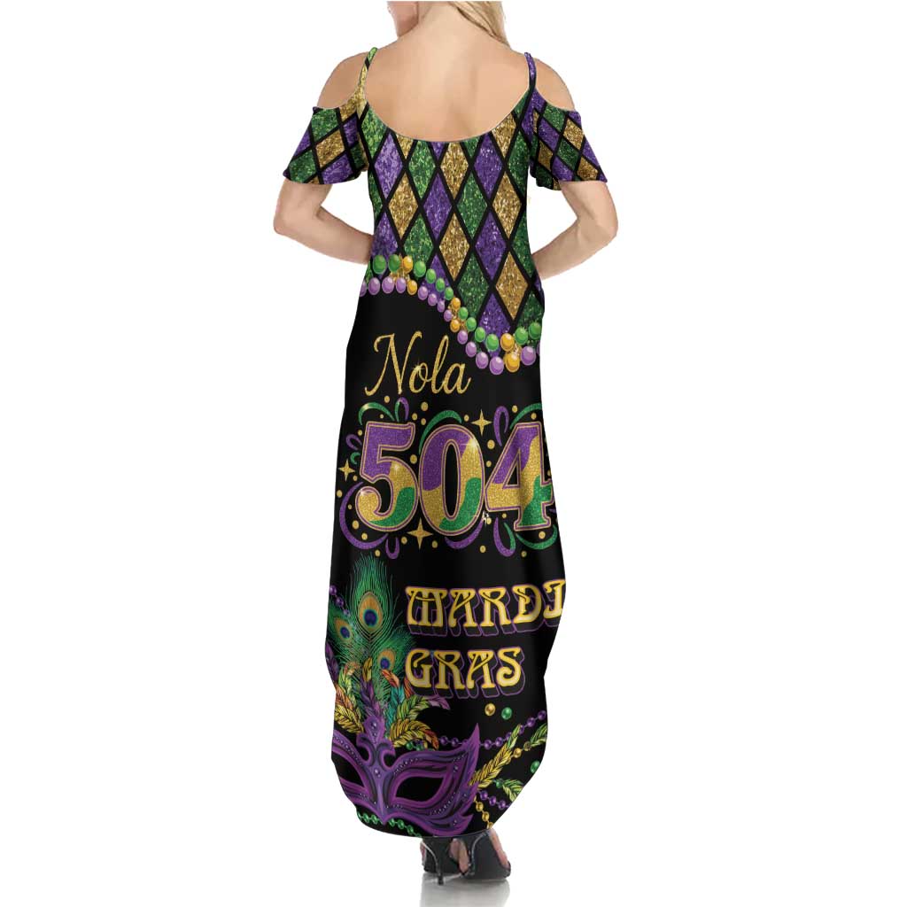 Mardi Gras 504 Nola New Orleans Summer Maxi Dress Mask Up Beads Out - Wonder Print Shop