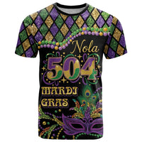 Mardi Gras 504 Nola New Orleans T Shirt Mask Up Beads Out - Wonder Print Shop
