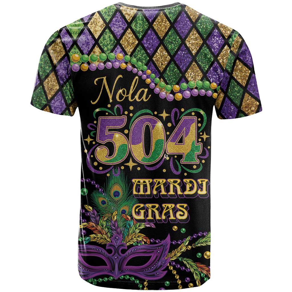 Mardi Gras 504 Nola New Orleans T Shirt Mask Up Beads Out - Wonder Print Shop