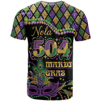 Mardi Gras 504 Nola New Orleans T Shirt Mask Up Beads Out - Wonder Print Shop