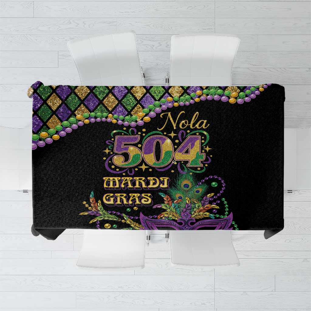 Mardi Gras 504 Nola New Orleans Tablecloth Mask Up Beads Out - Wonder Print Shop