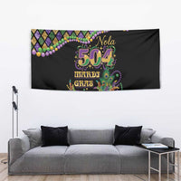 Mardi Gras 504 Nola New Orleans Tapestry Mask Up Beads Out - Wonder Print Shop