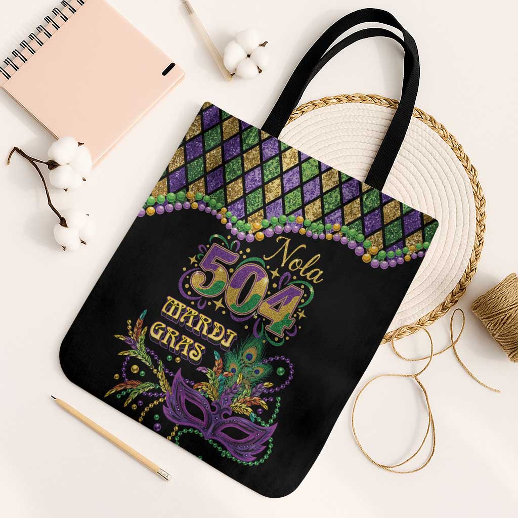 Mardi Gras 504 Nola New Orleans Tote Bag Mask Up Beads Out - Wonder Print Shop