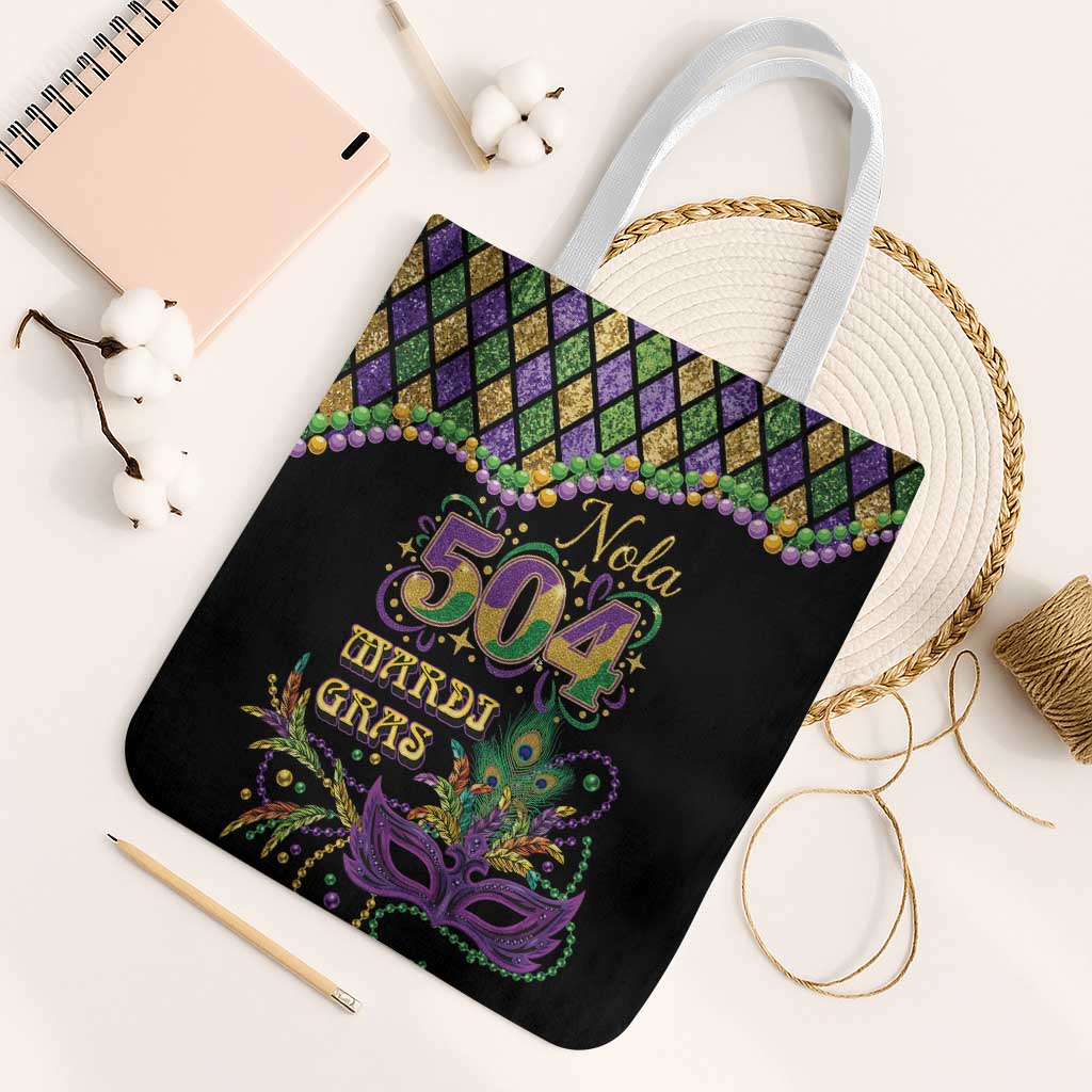 Mardi Gras 504 Nola New Orleans Tote Bag Mask Up Beads Out - Wonder Print Shop