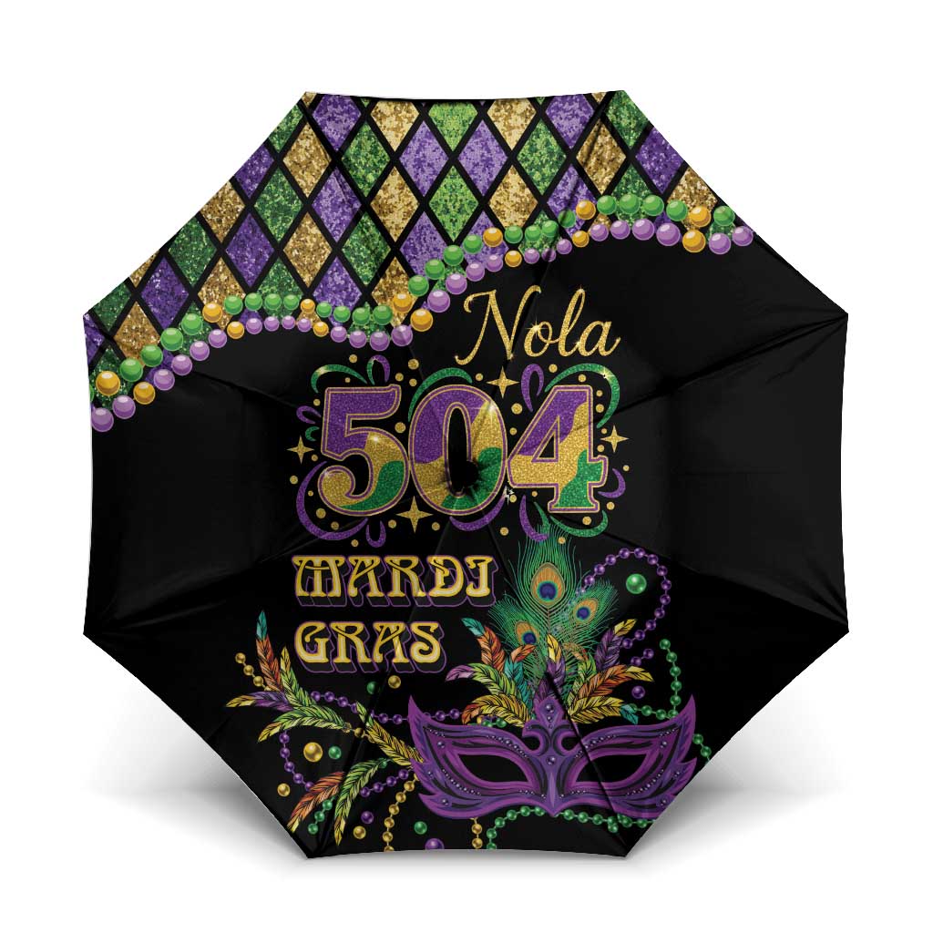 Mardi Gras 504 Nola New Orleans Umbrella Mask Up Beads Out - Wonder Print Shop