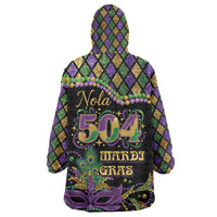 Mardi Gras 504 Nola New Orleans Wearable Blanket Hoodie Mask Up Beads Out - Wonder Print Shop