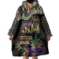 Mardi Gras 504 Nola New Orleans Wearable Blanket Hoodie Mask Up Beads Out - Wonder Print Shop