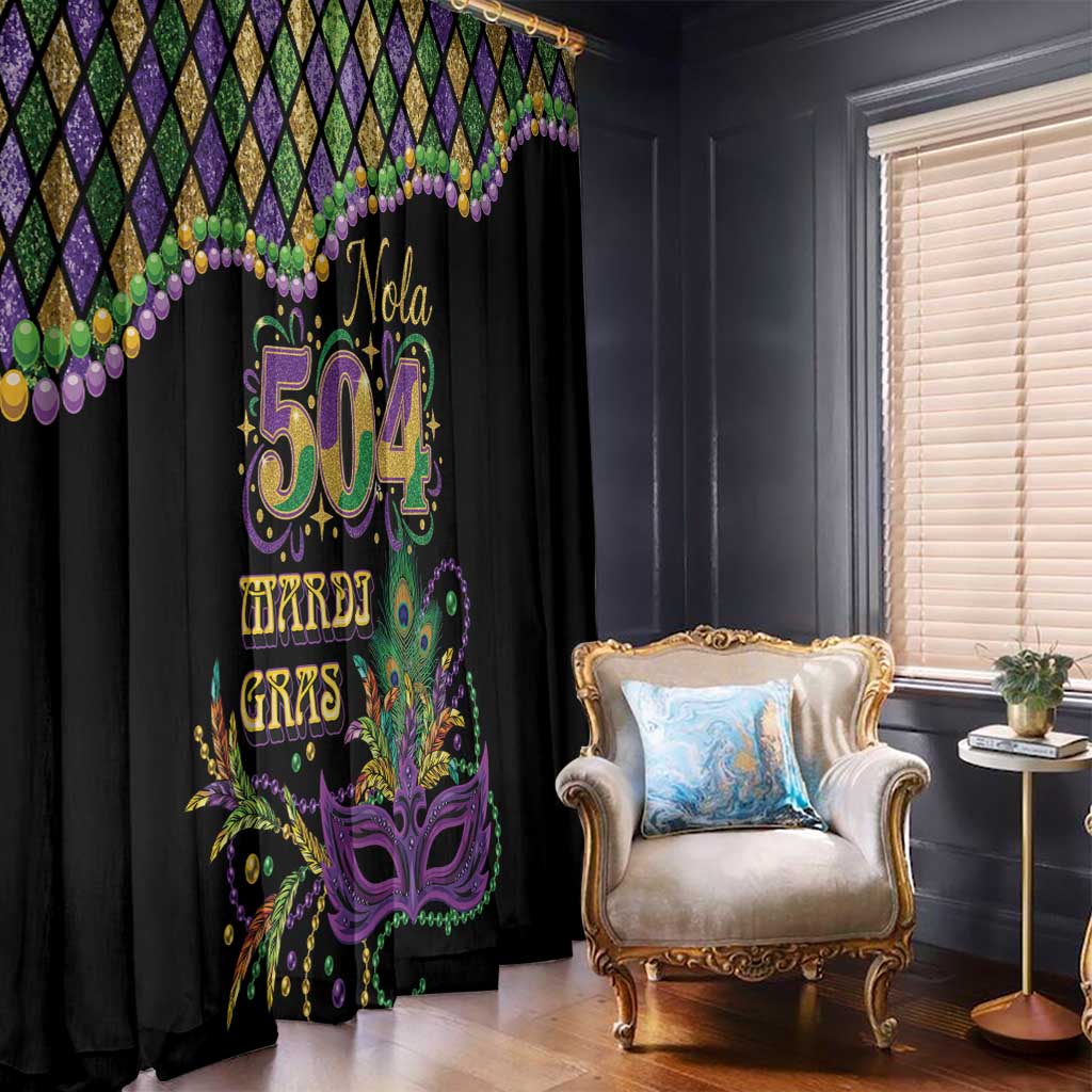Mardi Gras 504 Nola New Orleans Window Curtain Mask Up Beads Out - Wonder Print Shop