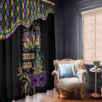 Mardi Gras 504 Nola New Orleans Window Curtain Mask Up Beads Out - Wonder Print Shop