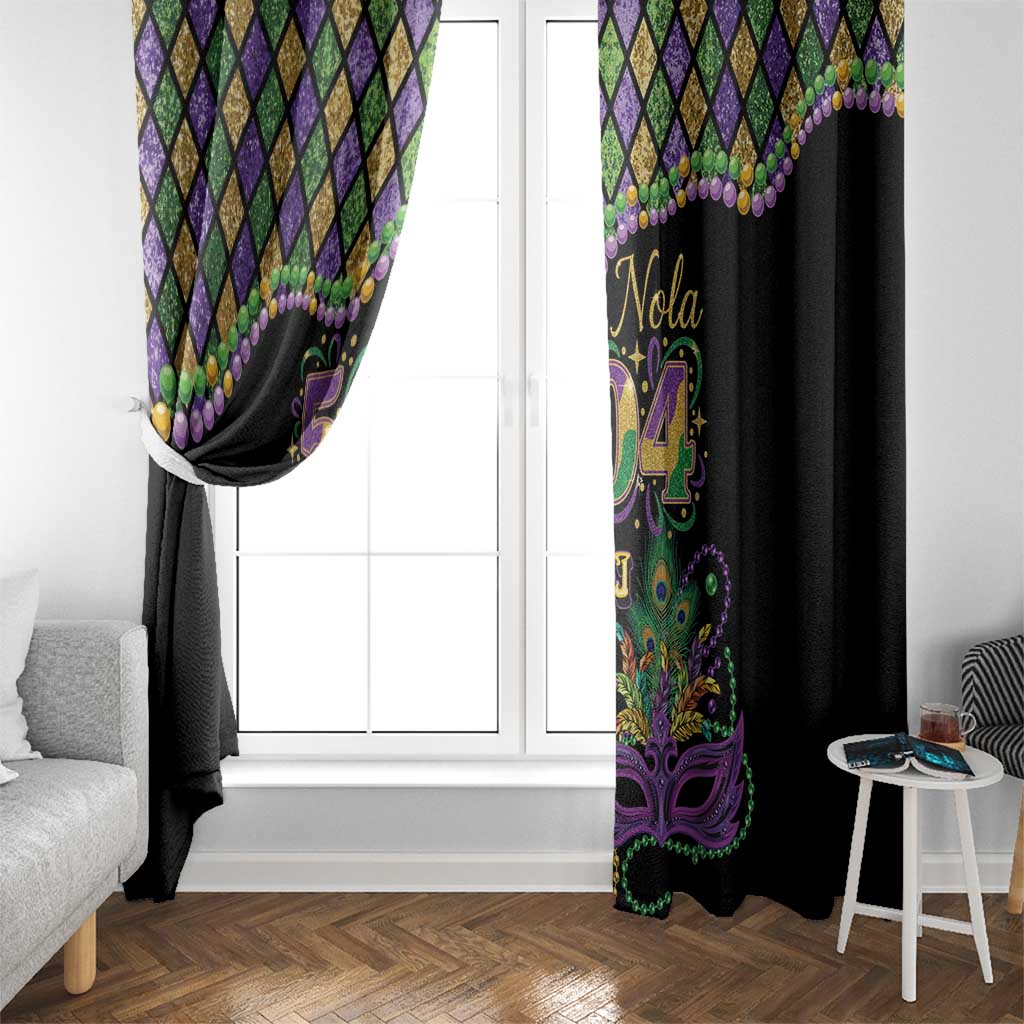 Mardi Gras 504 Nola New Orleans Window Curtain Mask Up Beads Out - Wonder Print Shop