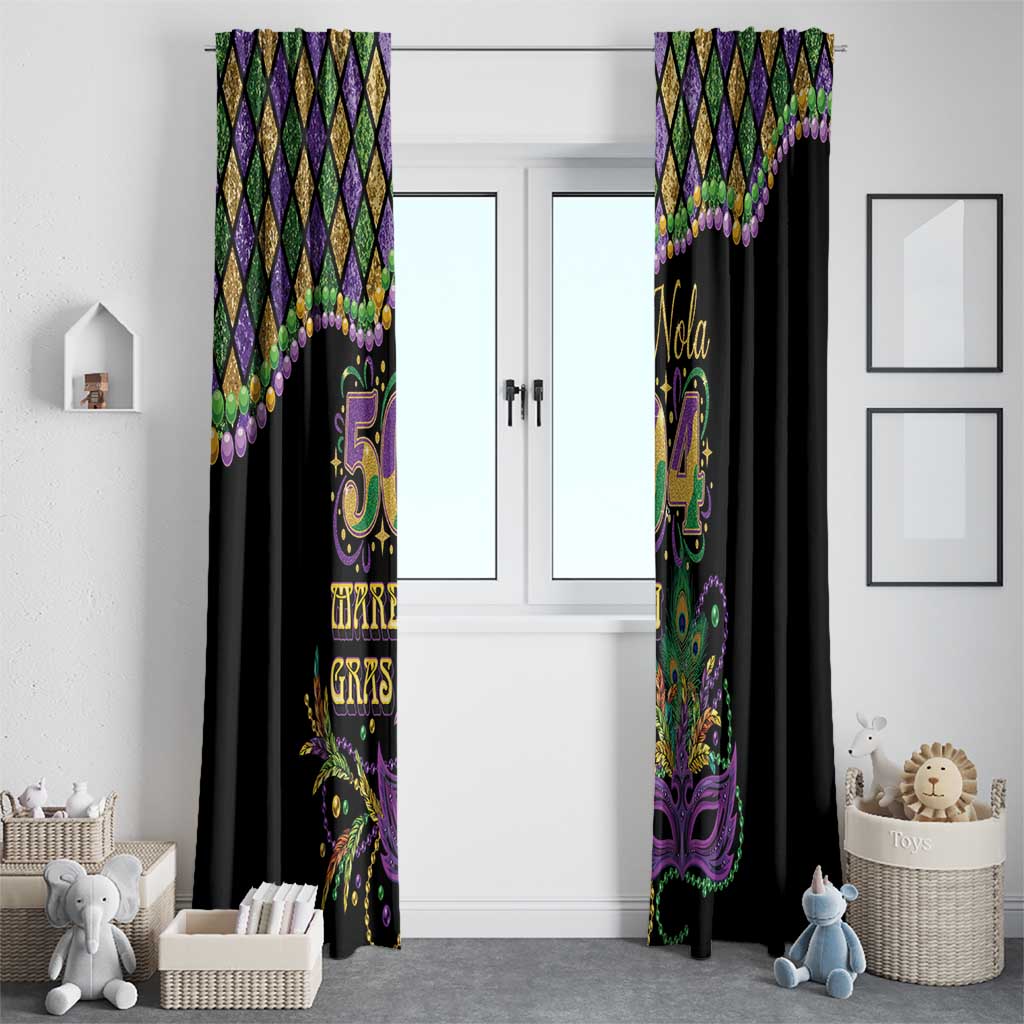Mardi Gras 504 Nola New Orleans Window Curtain Mask Up Beads Out - Wonder Print Shop