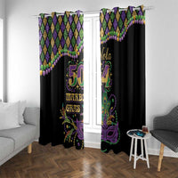 Mardi Gras 504 Nola New Orleans Window Curtain Mask Up Beads Out - Wonder Print Shop