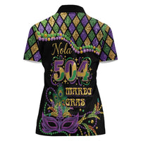 Mardi Gras 504 Nola New Orleans Women Polo Shirt Mask Up Beads Out - Wonder Print Shop