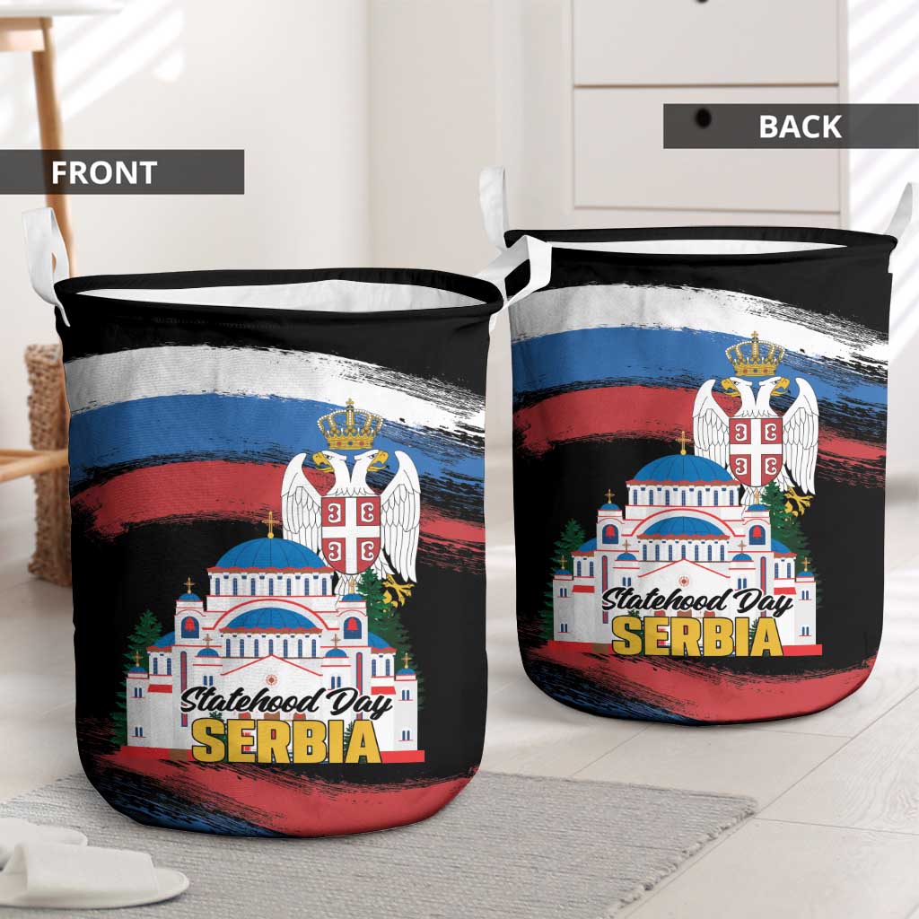 Serbia Statehood Day Laundry Basket Saint Sava with Serbian Eagle
