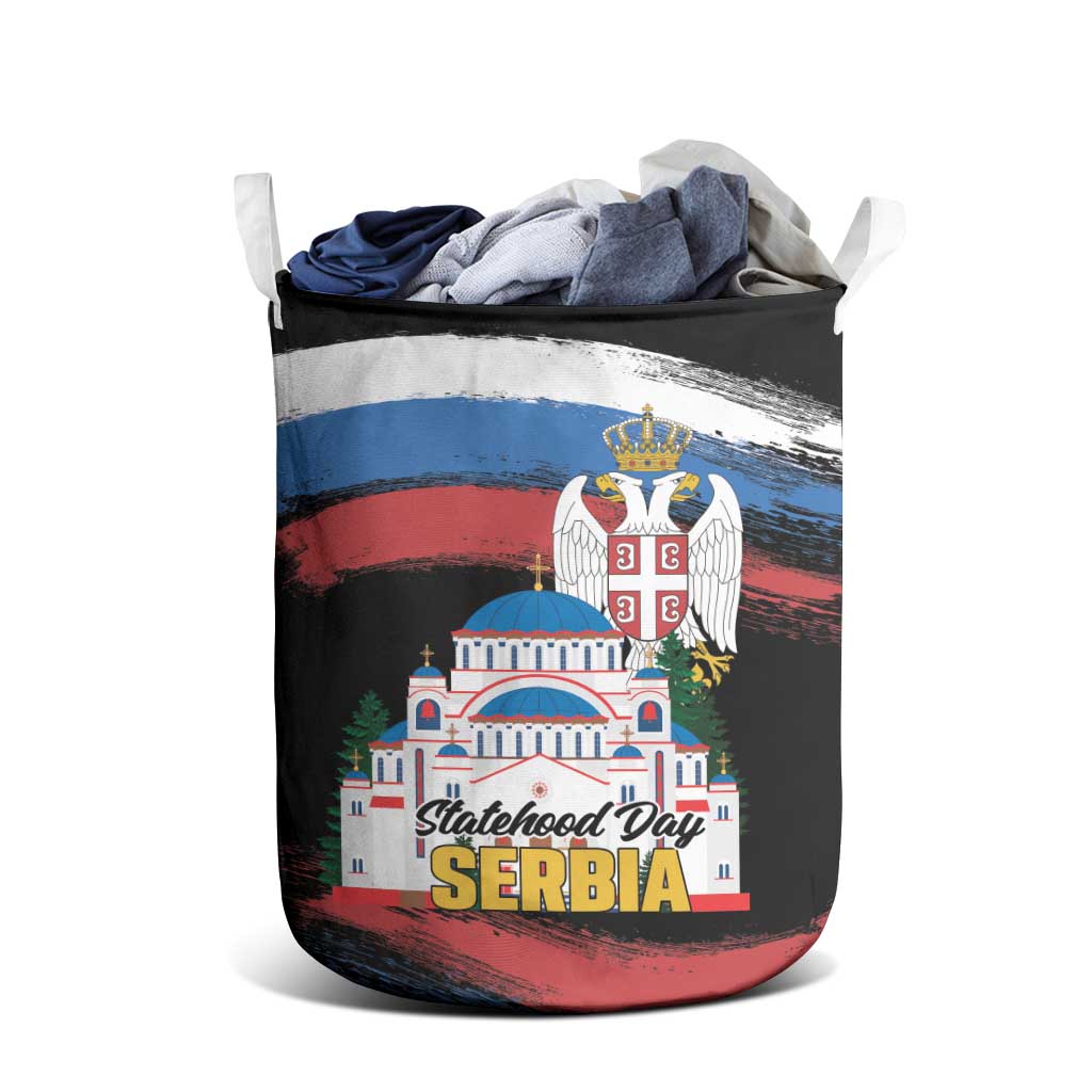 Serbia Statehood Day Laundry Basket Saint Sava with Serbian Eagle