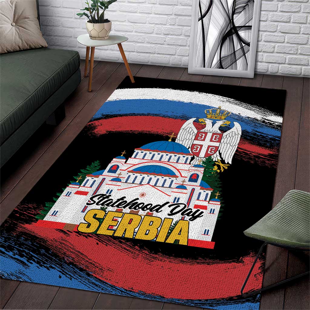 Serbia Statehood Day Area Rug Saint Sava with Serbian Eagle