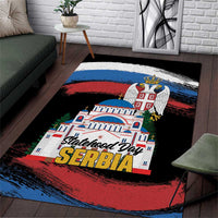 Serbia Statehood Day Area Rug Saint Sava with Serbian Eagle