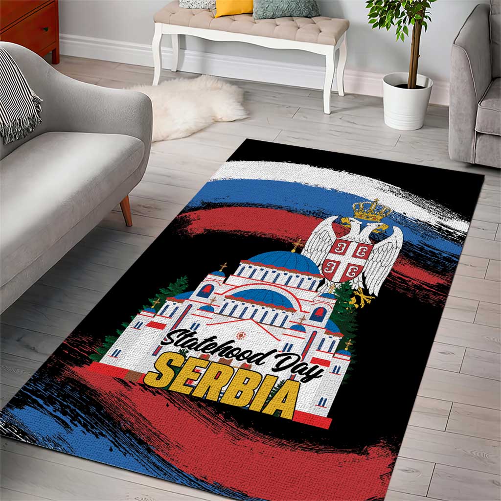 Serbia Statehood Day Area Rug Saint Sava with Serbian Eagle