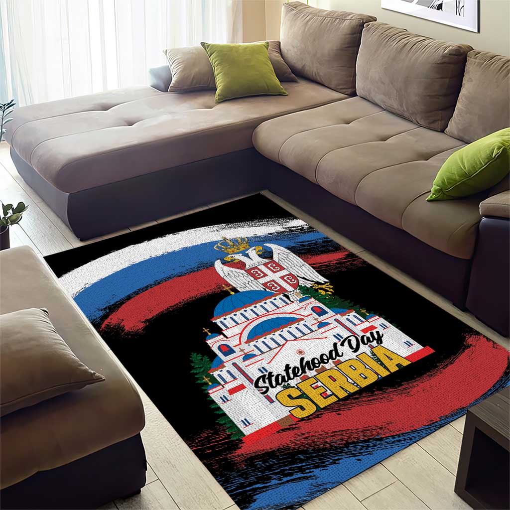 Serbia Statehood Day Area Rug Saint Sava with Serbian Eagle