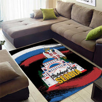 Serbia Statehood Day Area Rug Saint Sava with Serbian Eagle