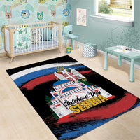 Serbia Statehood Day Area Rug Saint Sava with Serbian Eagle