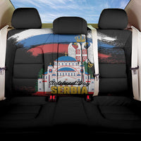 Serbia Statehood Day Back Car Seat Cover Saint Sava with Serbian Eagle