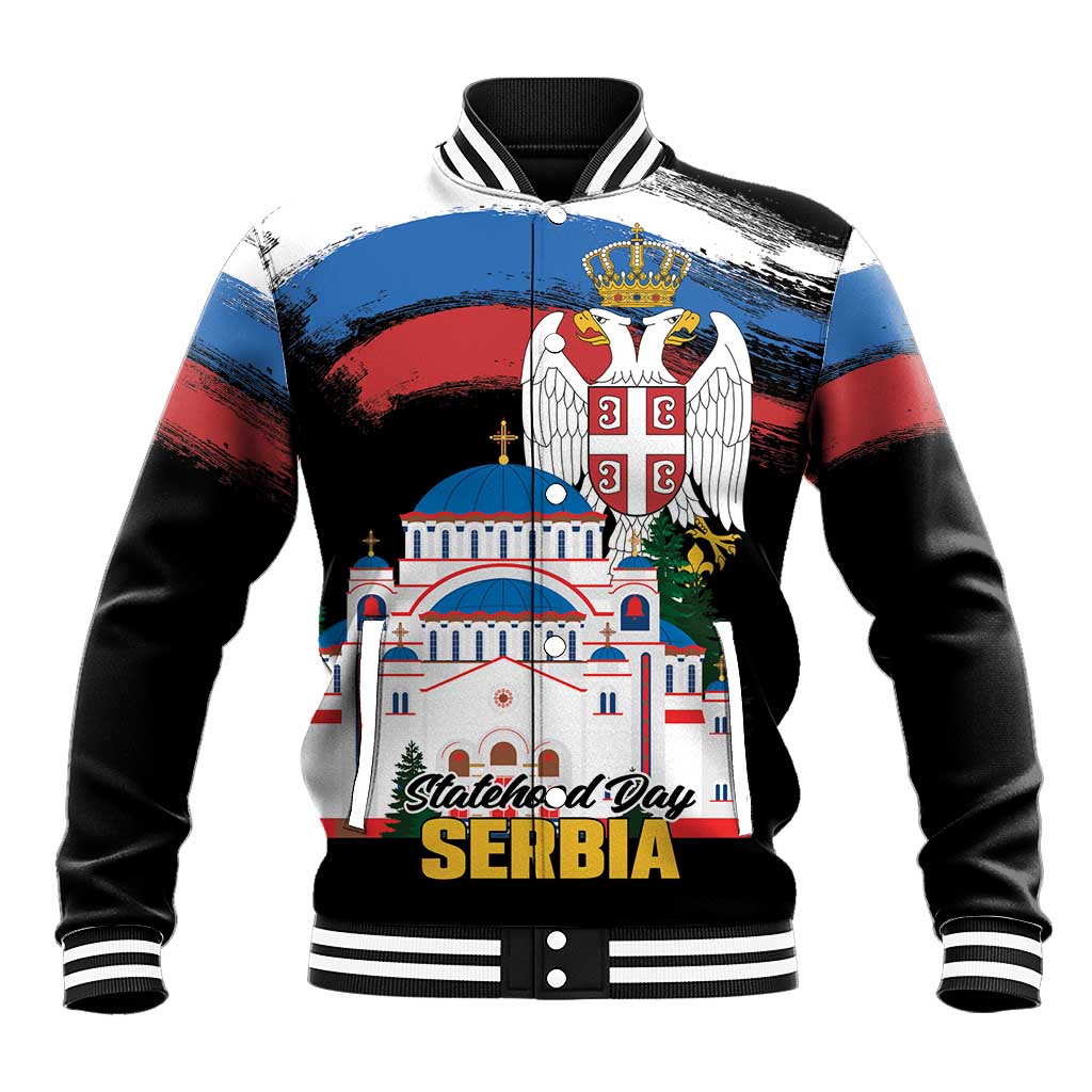 Serbia Statehood Day Baseball Jacket Saint Sava with Serbian Eagle