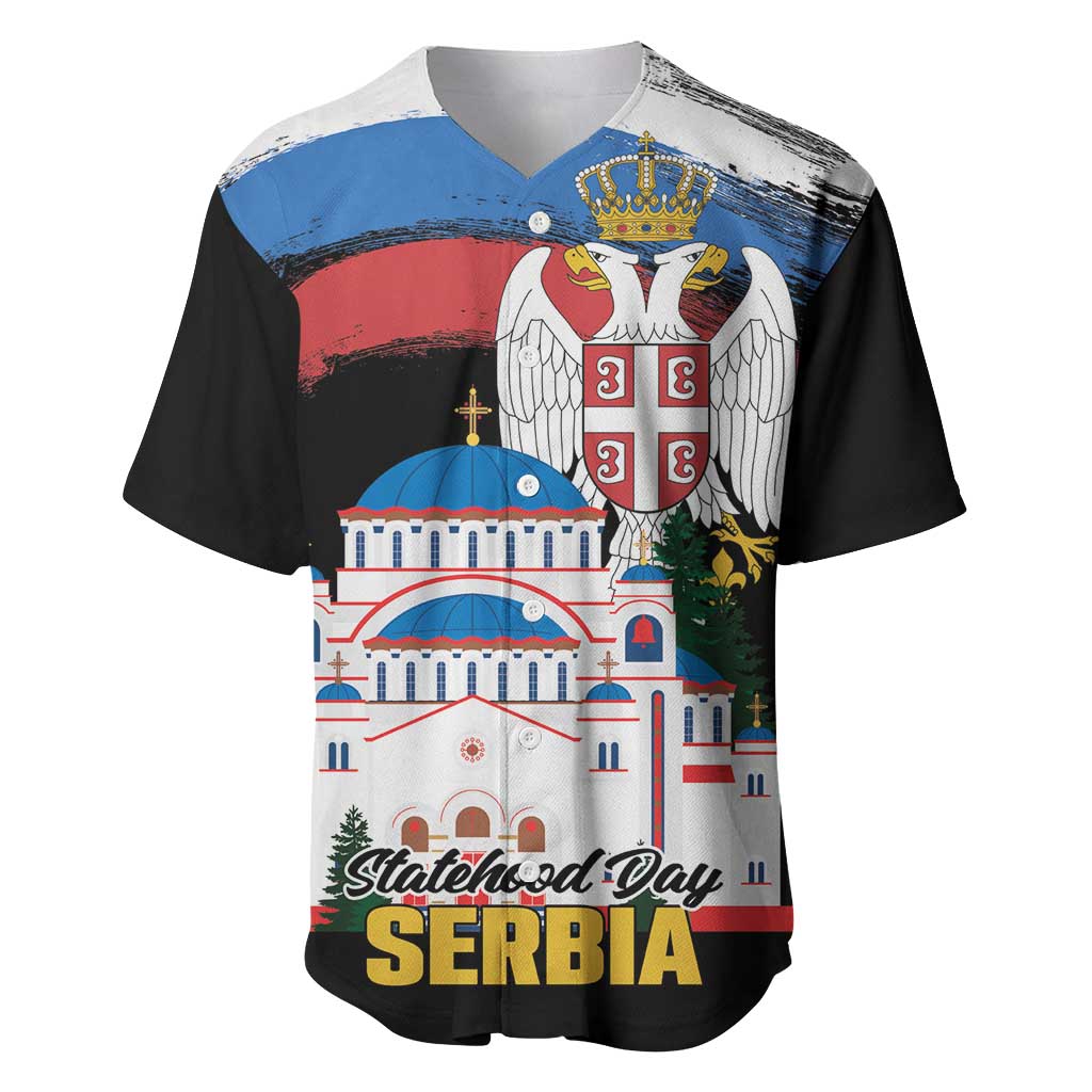 Serbia Statehood Day Baseball Jersey Saint Sava with Serbian Eagle