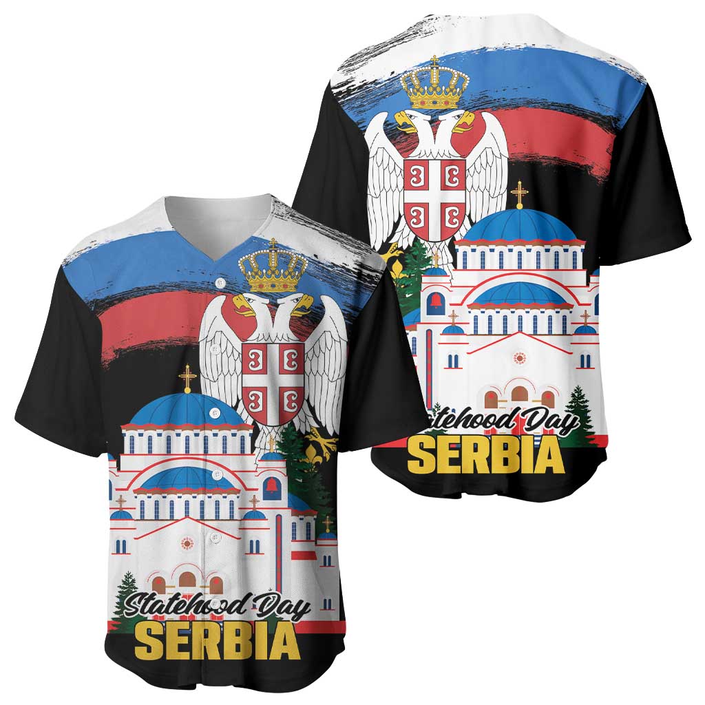 Serbia Statehood Day Baseball Jersey Saint Sava with Serbian Eagle