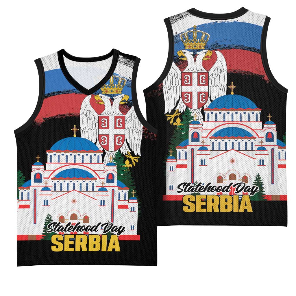 Serbia Statehood Day Basketball Jersey Saint Sava with Serbian Eagle