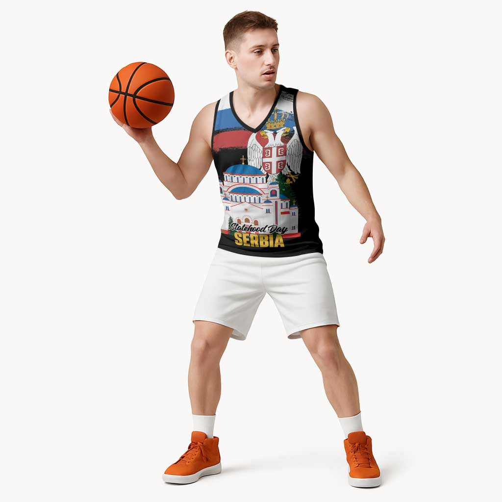 Serbia Statehood Day Basketball Jersey Saint Sava with Serbian Eagle
