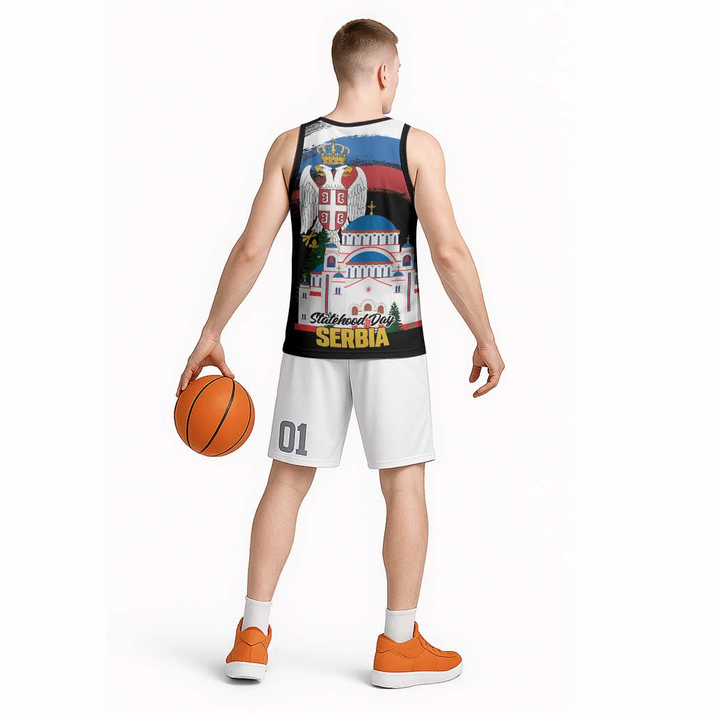 Serbia Statehood Day Basketball Jersey Saint Sava with Serbian Eagle