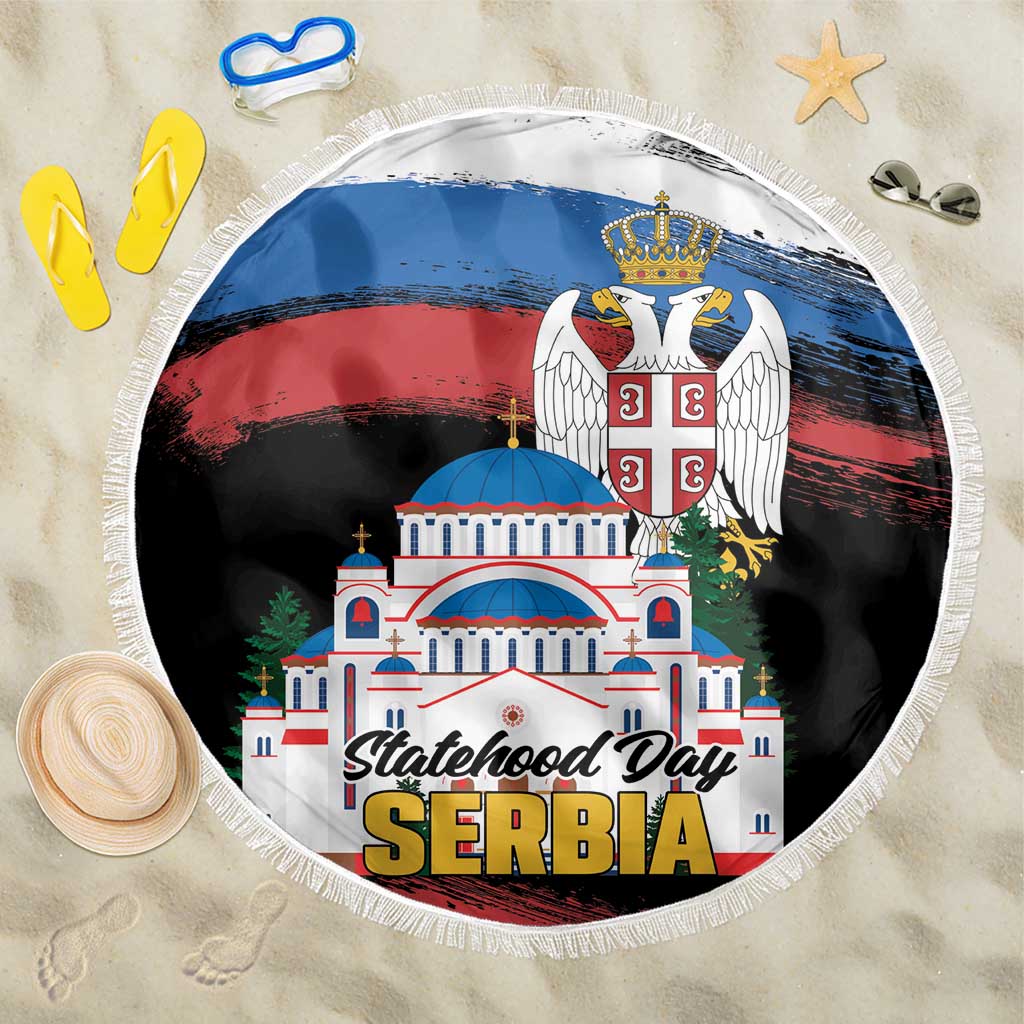 Serbia Statehood Day Beach Blanket Saint Sava with Serbian Eagle