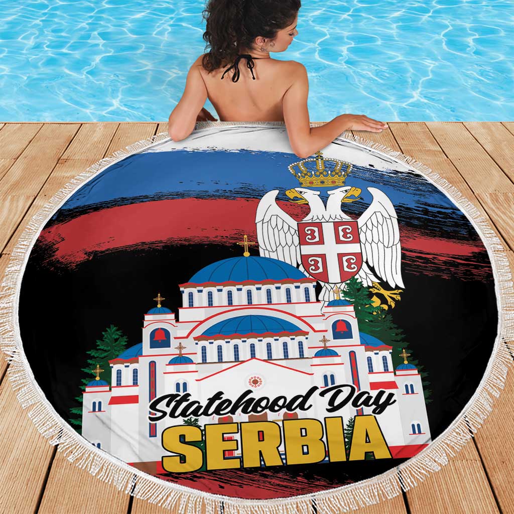 Serbia Statehood Day Beach Blanket Saint Sava with Serbian Eagle
