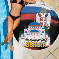 Serbia Statehood Day Beach Blanket Saint Sava with Serbian Eagle