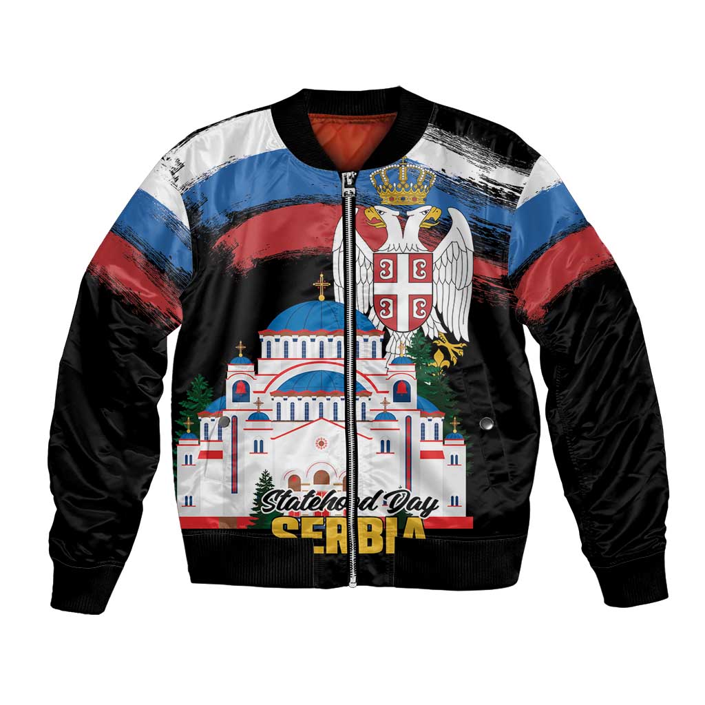 Serbia Statehood Day Bomber Jacket Saint Sava with Serbian Eagle