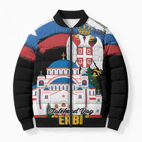 Serbia Statehood Day Bomber Puffer Jacket Saint Sava with Serbian Eagle